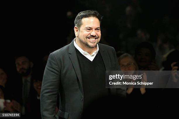 Designer Narciso Rodriguez attends the Narciso Rodriguez Fall 2016 fashion show during New York Fashion Week at SIR Stage 37 on February 16, 2016 in...