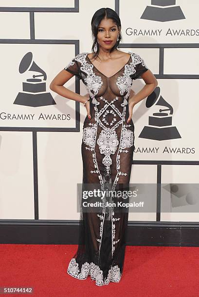 Singer Diamond White arrives at The 58th GRAMMY Awards at Staples Center on February 15, 2016 in Los Angeles, California.