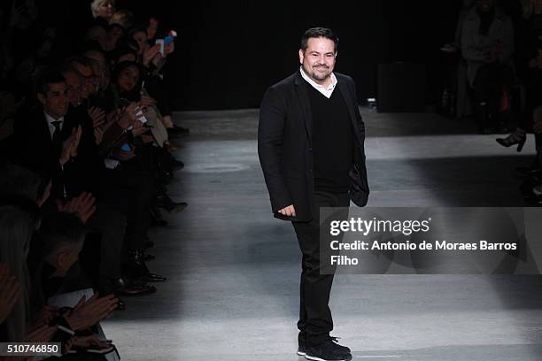 Narciso Rodriguez walks the runway during the Narciso Rodriguez show as a part of Fall 2016 New York Fashion Week at SIR Stage37 on February 16, 2016...