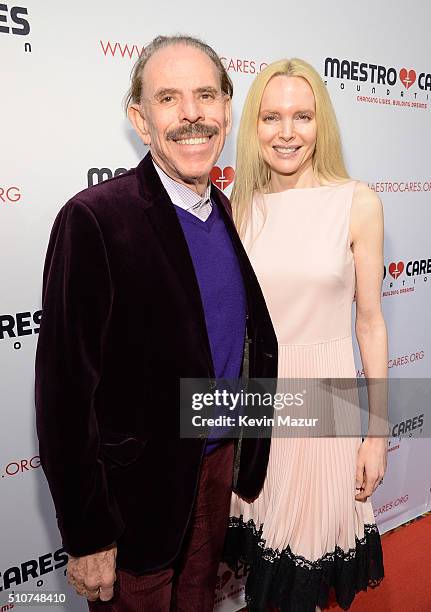 Peter Max and Mary Max attend Maestro Cares "Changing Lives, Building Dreams" Third Annual Gala at Cipriani Wall Street on February 16, 2016 in New...