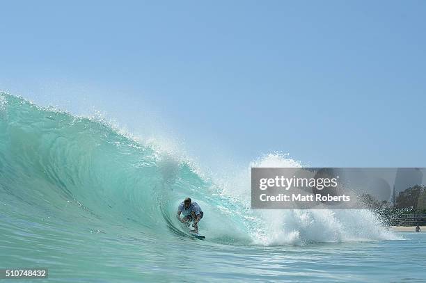 Mick Fanning surfs at Sanpper Rocks ahead of this month's Gold Coast Quiksilver Pro, on February 17, 2016 on the Gold Coast, Australia.