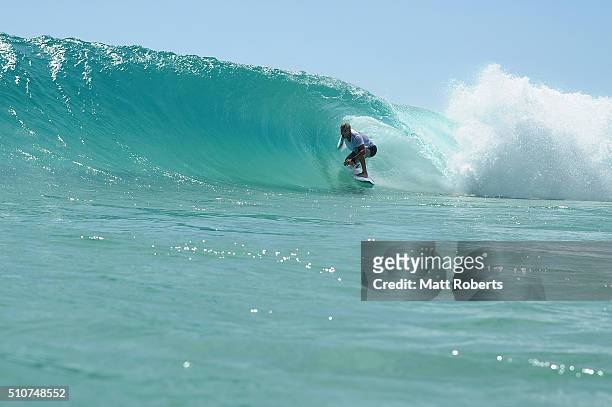 Mick Fanning surfs at Snapper Rocks ahead of this month's Gold Coast Quiksilver Pro, on February 17, 2016 on the Gold Coast, Australia.