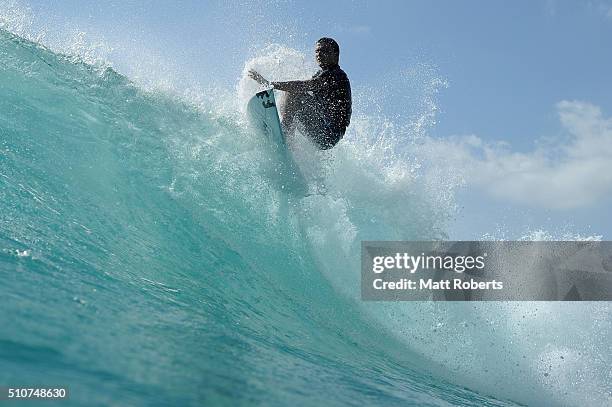 Mitch Parkinson surfs at Snapper Rocks ahead of this month's Gold Coast Quiksilver Pro, on February 17, 2016 on the Gold Coast, Australia.