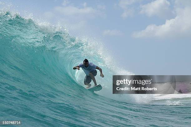 Joel Parkinson surfs at Snapper Rocks ahead of this month's Gold Coast Quiksilver Pro, on February 17, 2016 on the Gold Coast, Australia.