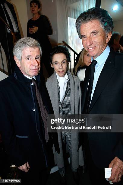 Alain Minc, his wife Sophie Boisrond and President of the 'Institut du Monde Arabe' Jack Lang attend Arielle Dombasle presents her Perfume "Le secret...