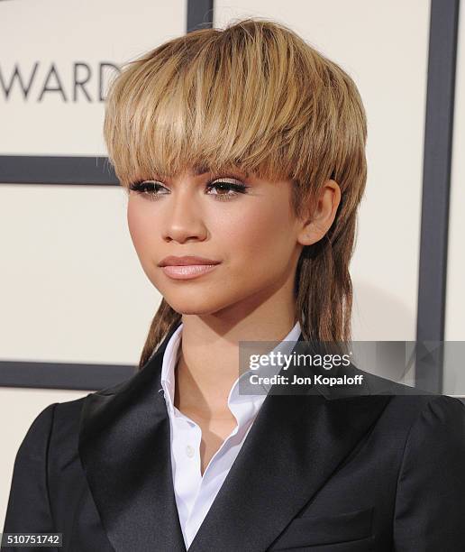 Singer Zendaya arrives at The 58th GRAMMY Awards at Staples Center on February 15, 2016 in Los Angeles, California.