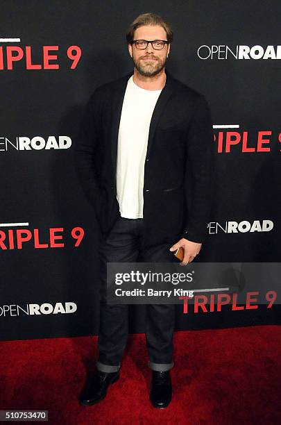 Actor/former WWE wrestler Adam "Edge" Copeland attends the Premiere of Open Road's 'Triple 9' at Regal Cinemas L.A. Live on February 16, 2016 in Los...