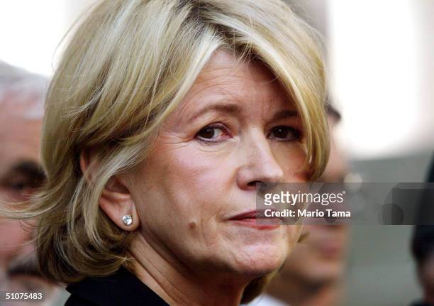 Martha Stewart stands outside Federal Court after her sentencing hearing July 16, 2004 in New York City. Stewart was sentenced to five months in...