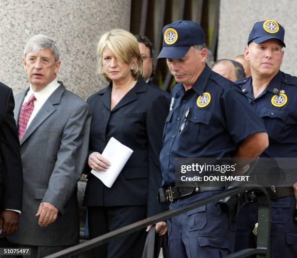 Martha Stewart leaves Federal Court in Manhattan 16 July, 2004 after being sentenced. Stewart was sentenced 16 July to five months in prison...