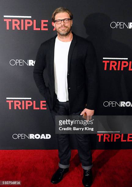 Actor/former WWE wrestler Adam "Edge" Copeland attends the Premiere of Open Road's 'Triple 9' at Regal Cinemas L.A. Live on February 16, 2016 in Los...