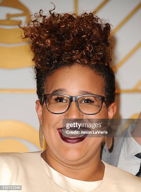 Brittany Howard of Alabama Shakes poses in the press room at the The 58th GRAMMY Awards at Staples Center on February 15, 2016 in Los Angeles,...