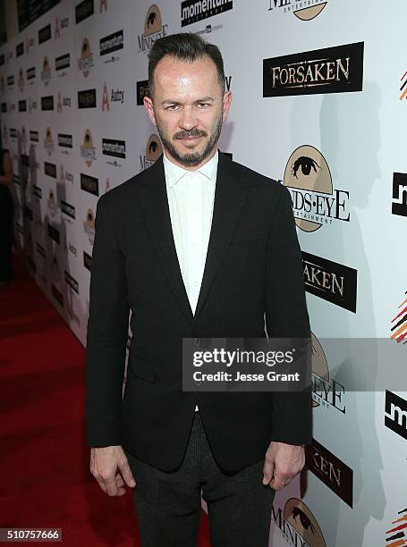 Actor Greg Ellis attends the Momentum Pictures' screening of "Forsaken" at the Autry Museum of the American West on February 16, 2016 in Los Angeles,...