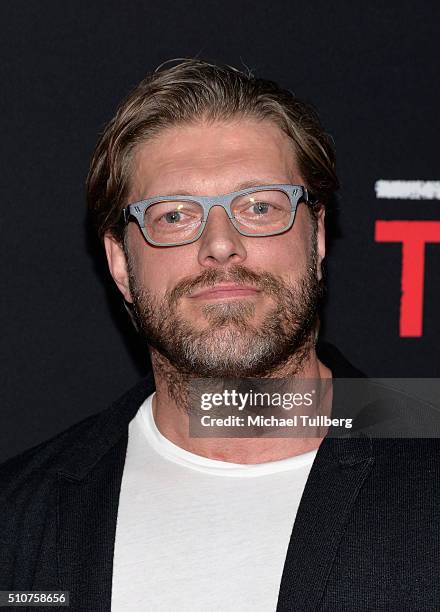 Actor Adam Copeland attends the premiere of Open Road's new film "Triple 9" at Regal Cinemas L.A. Live on February 16, 2016 in Los Angeles,...