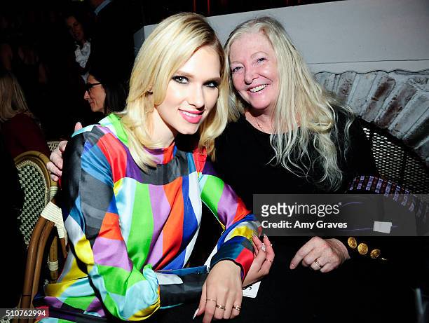 Claudia Lee and Kelley Lee attend the Wolk Morais Spring 2016 Fashion Show on November 9, 2015 in Los Angeles, California.