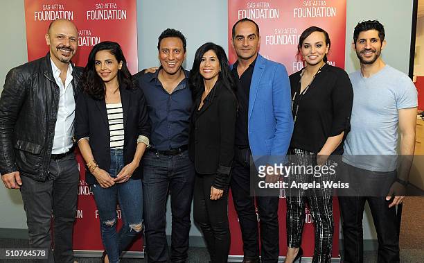 Actors Maz Jobrani, Azita Ghanizada, Aasif Mandvi, Camille Alick, Navid Negahban, Aline Elasmar attend SAG-AFTRA Foundation's The Business Presents...