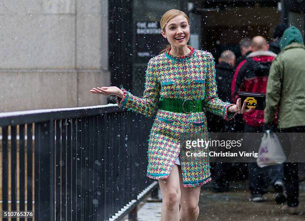Actress Peyton List seen outside Jeremy Scott during New York Fashion Week: Women's Fall/Winter 2016 on February 15, 2016 in New York City.