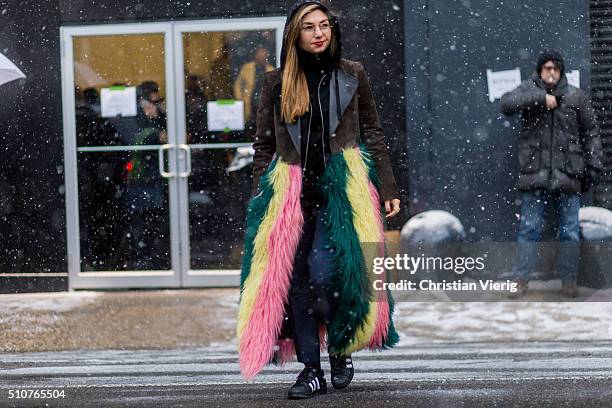 Nasiba Adilova seen outside Phillip Lim during New York Fashion Week: Women's Fall/Winter 2016 on February 15, 2016 in New York City.