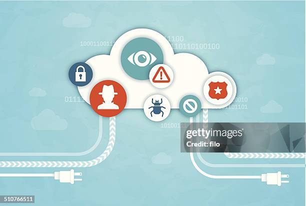 cloud computing dangers - data breach stock illustrations