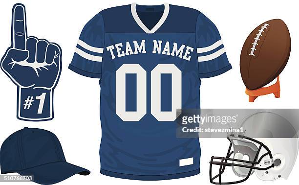 a football team blue jersey set - american football uniform stock illustrations