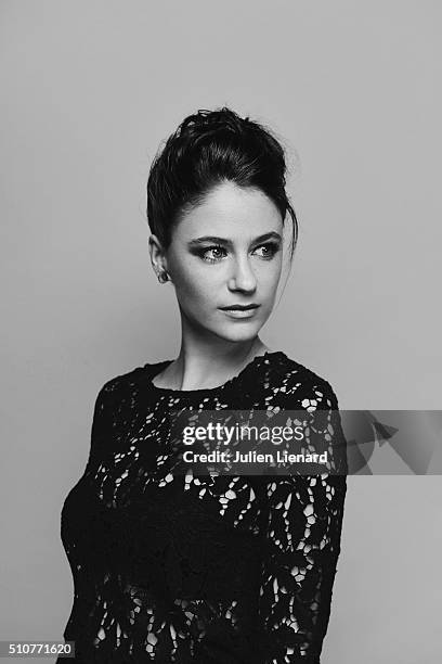 Actress Melanie Bernier is photographed for for Self Assignment on February 2, 2016 in Paris, France.