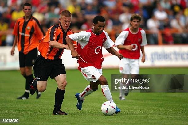 Jermaine Pennant of Arsenal in action during the Pre-Season friendly match between Barnet and Arsenal at the Underhill Stadium, Barnet on July 17,...