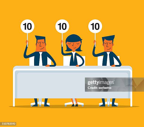 competition judges - scoring stock illustrations