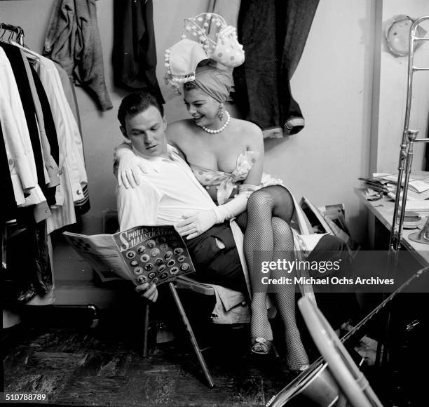 Barbara Nichols poses with Conrad Jarvis backstage in Los Angeles,CA.