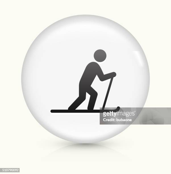 stockillustraties, clipart, cartoons en iconen met cross country skiing icon on white round vector button - military