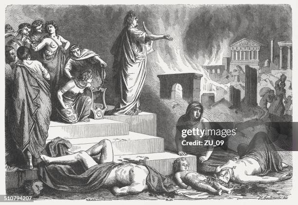 great fire of rome( 64 ad), wood engraving, published 1864 - emperor 幅插畫檔、美工圖案、卡通及圖標