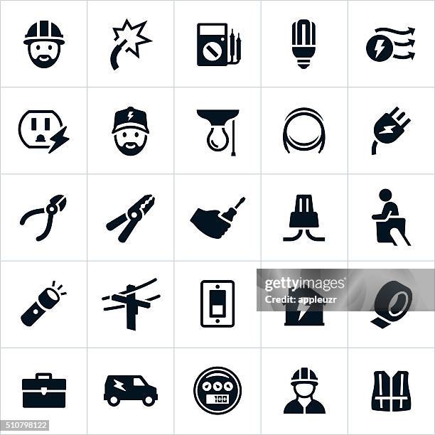 stockillustraties, clipart, cartoons en iconen met electrician icons - reflective clothing