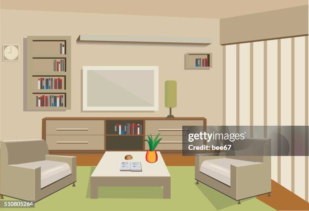 living room - horizontal blinds stock illustrations