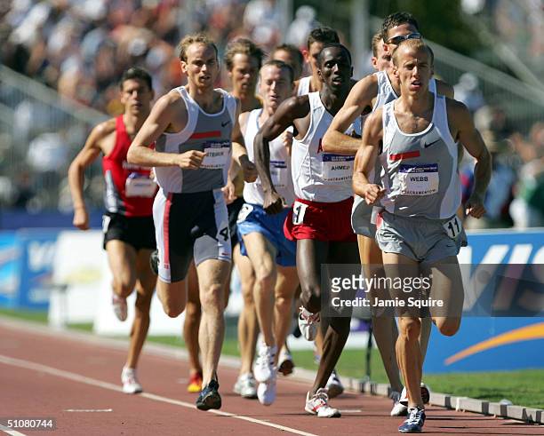 Alan Webb competes in the men's 1500 Meter Run Final during the U.S. Olympic Team Track & Field Trials on July 18, 2004 at the Alex G. Spanos Sports...