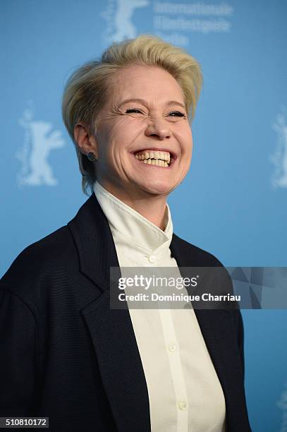 Actress Trine Dyrholm attends the 'The Commune' photo call during the 66th Berlinale International Film Festival Berlin at Grand Hyatt Hotel on...