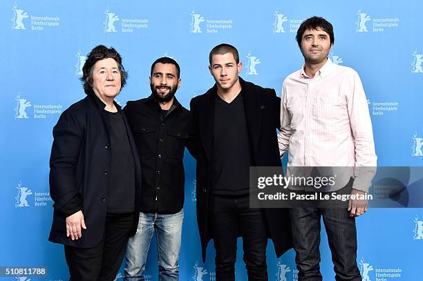 Producer Christine Vachon,Producer David Hinojosa,Actor Nick Jonas and Director Andrew Neel attend the 'Goat' photo call during the 66th Berlinale...