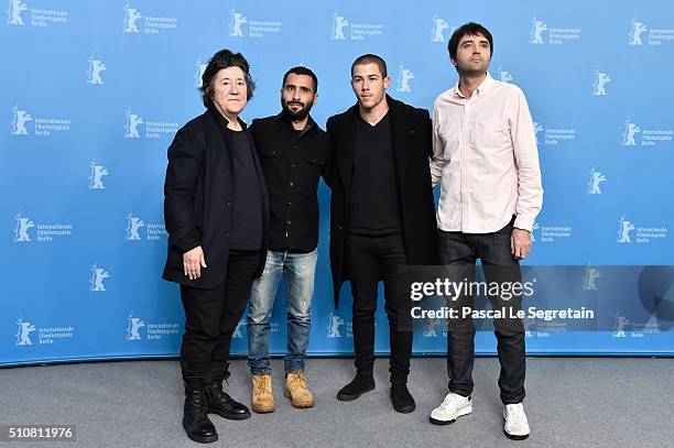 Producer Christine Vachon,Producer David Hinojosa,Actor Nick Jonas and Director Andrew Neel attend the 'Goat' photo call during the 66th Berlinale...