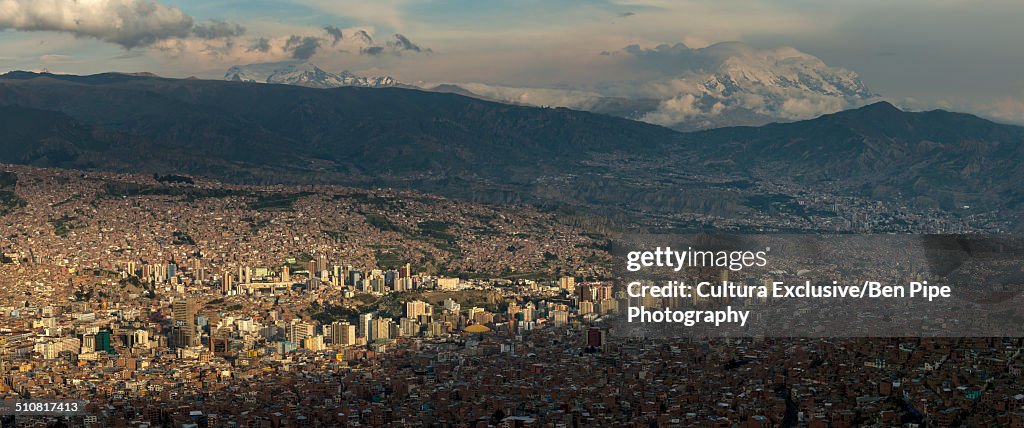 Panoramic view of La Paz from El Alto, Bolivia, South America