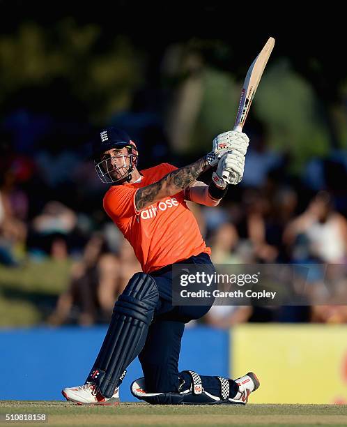 Alex Hales of England bats during the T20 Tour Match between South Africa Invitation XI and England at Boland Park on February 17, 2016 in Paarl,...