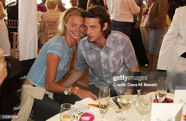 Model Jodie Kidd and internet entrepreneur partner Aidan Butler attend the Veuve Clicquot Gold Cup Finals Day at Cowdray Park Polo Club, Midhurst on...