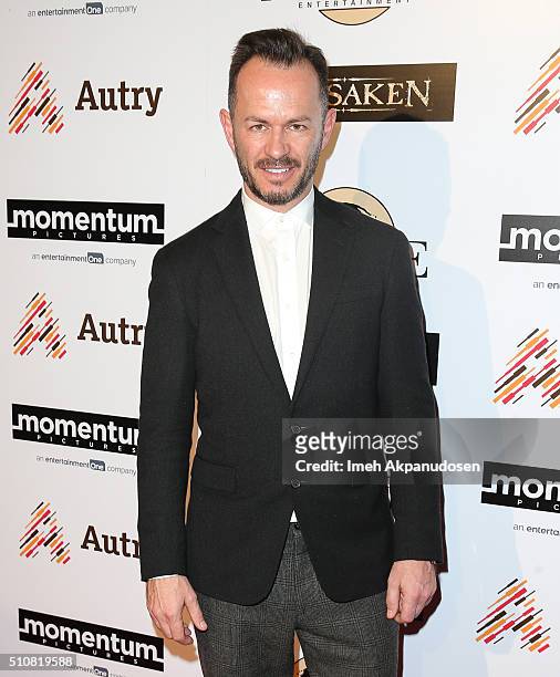 Actor Greg Ellis attends the screening of Momentum Pictures' 'Forsaken' at Autry Museum of the American West on February 16, 2016 in Los Angeles,...