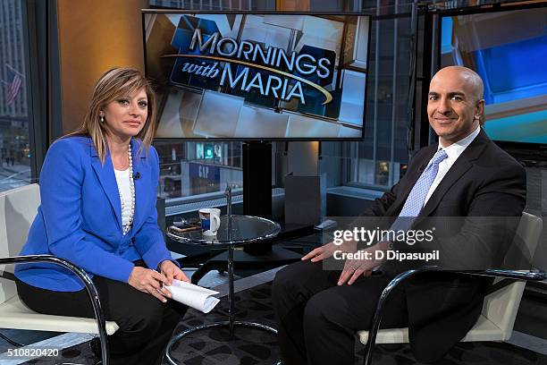 Business Network's Maria Bartiromo interviews Minneapolis Federal Reserve president Neel Kashkari at FOX Studios on February 17, 2016 in New York...