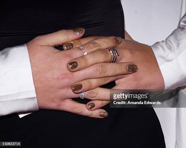 Singer Alli Simpson, manicure and ring detail, arrives at the Republic Records Private GRAMMY Celebration at HYDE Sunset: Kitchen + Cocktails on...