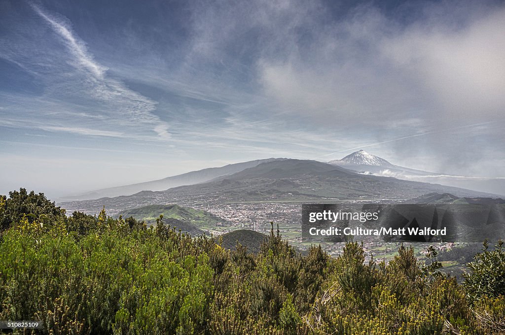 View over Tenerife with mount Teide in background, Canary Islands, Spain