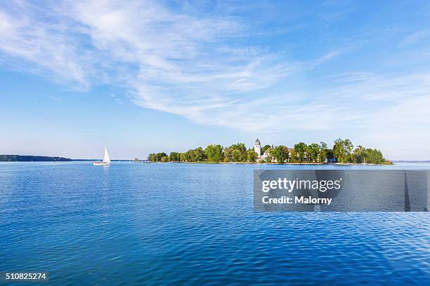 fraueninsel, women's island, lake chiemsee, chiemgau, bavaria, germany, europe - lake chiemsee stock-fotos und bilder