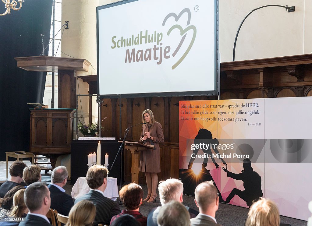 Queen Maxima Of The Netherlands Attends Five Years Schuldhulpmaatje