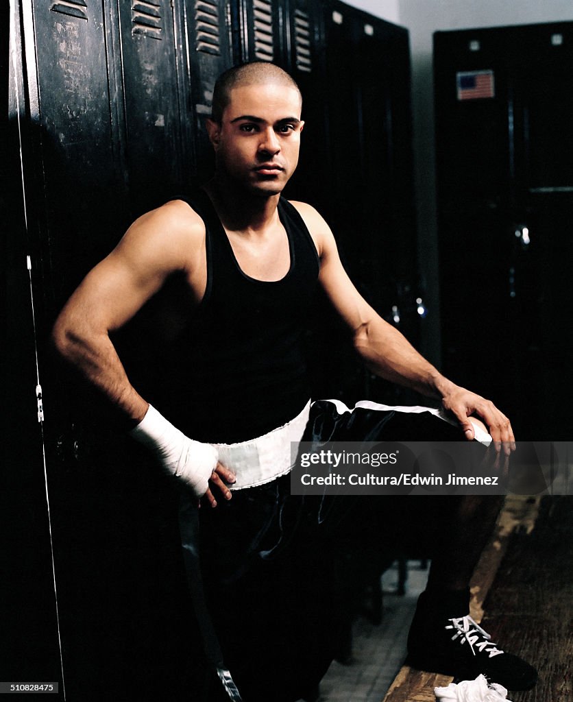 Portrait of a boxer in a Brooklyn boxing gym