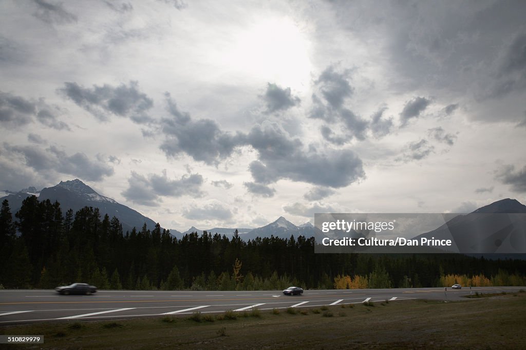 Cars on mountain road, Canada