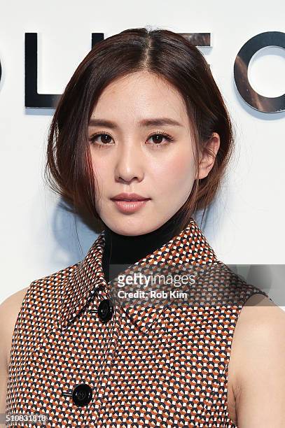 Liu Shishi, aka Cecilia Liu attends the Michael Kors show during Fall 2016 New York Fashion Week: The Shows at Spring Studios on February 17, 2016 in...