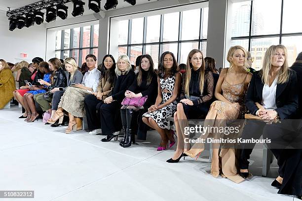 Naomie Harris, Riley Keough, Blake Lively, and Elaine Lively attend the Michael Kors Fall 2016 Runway Show during New York Fashion Week: The Shows at...