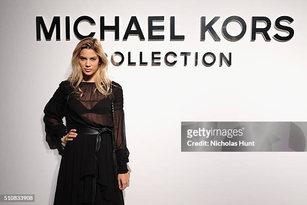 Kenya Kinski-Jones poses backstage at the Michael Kors Fall 2016 Runway Show during New York Fashion Week: The Shows at Spring Studios on February...