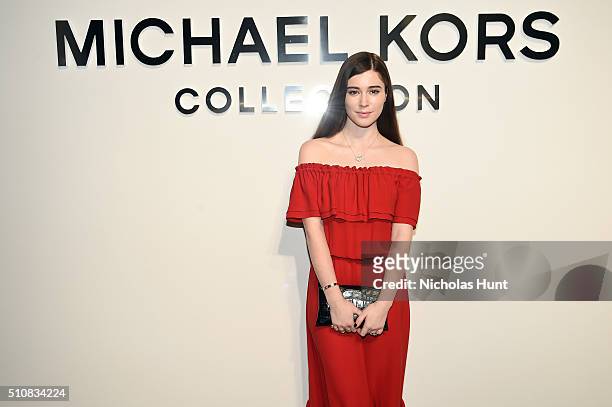 Nell Diamond poses backstage at the Michael Kors Fall 2016 Runway Show during New York Fashion Week: The Shows at Spring Studios on February 17, 2016...